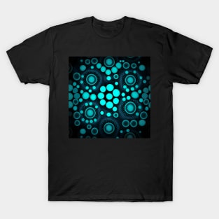 Glowing blue polka dots design T-Shirt